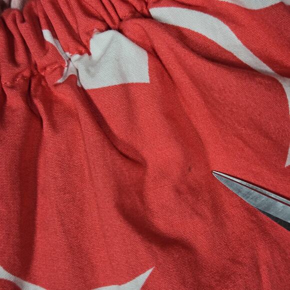 Robbie Bee Dress Womens Medium Red White Floral Ruffle Tropical Hawaiian Peasant - Picture 10 of 11